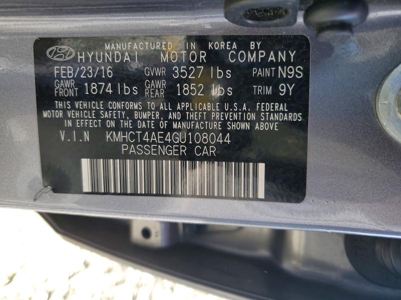 2016 Hyundai Accent მანქანა იყიდება აუქციონზე, vin: KMHCT4AE4GU108044, აუქციონის ნომერი: 47534656