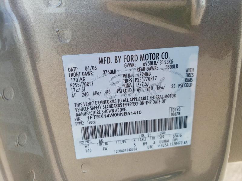 47452086 :رقم المزاد ، 1FTRX14W06NB51410 vin ، 2006 Ford F150 مزاد بيع