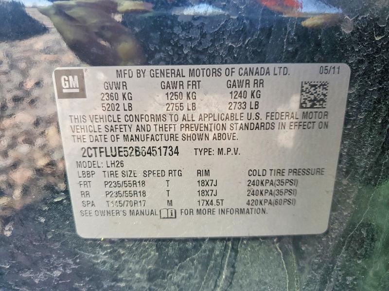 41582246 :رقم المزاد ، 2CTFLUE52B6451734 vin ، 2011 Gmc Terrain مزاد بيع