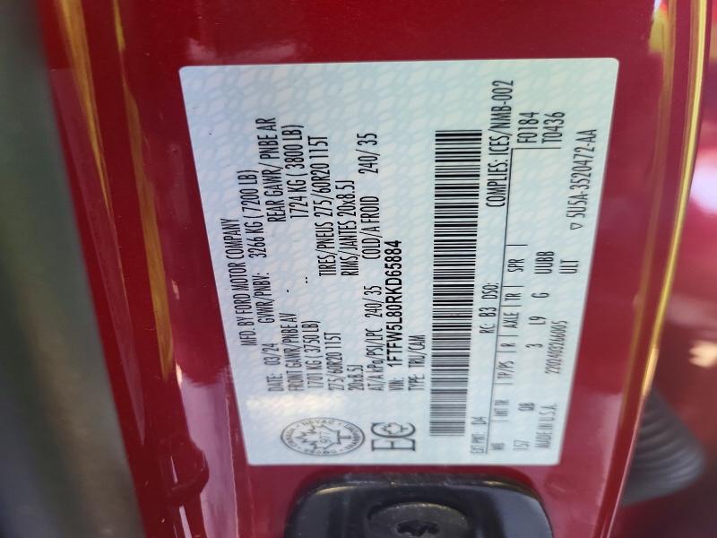 46977746 :رقم المزاد ، 1FTFW5L80RKD65884 vin ، 2024 Ford F150 مزاد بيع