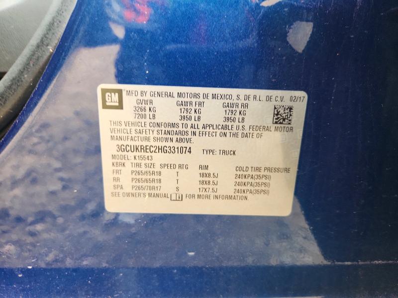 Aukcja sprzedaży 2017 Chevrolet Silverado, vin: 3GCUKREC2HG331074, numer aukcji: 47842036