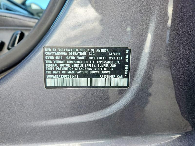 Aukcja sprzedaży 2015 Volkswagen Passat, vin: 1VWAS7A3XFC091413, numer aukcji: 41888726