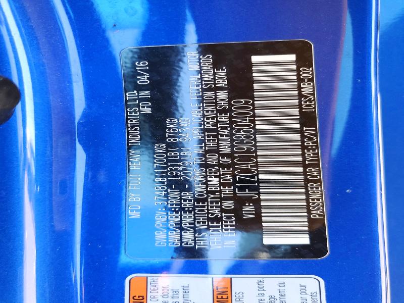 Продаж на аукціоні авто 2016 Subaru Brz, vin: JF1ZCAC19G8604009, номер лоту: 46578456