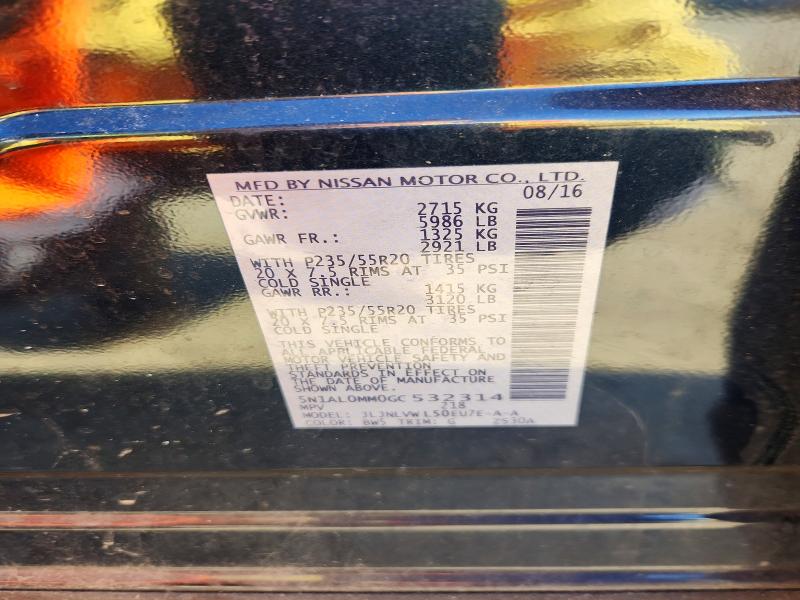 Aukcja sprzedaży 2016 Infiniti Qx60, vin: 5N1AL0MM0GC532314, numer aukcji: 46561806