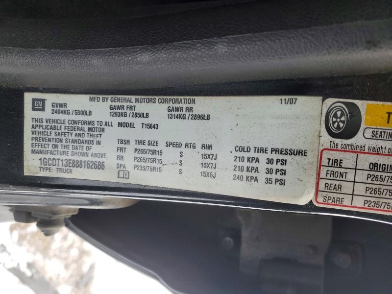 Aukcja sprzedaży 2008 Chev Colorado, vin: 1GCDT13E888162686, numer aukcji: 46459266