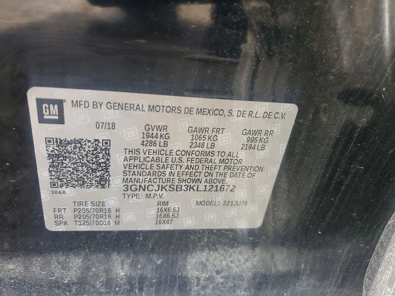 46879976 :رقم المزاد ، 3GNCJKSB3KL121672 vin ، 2019 Chevrolet Trax مزاد بيع