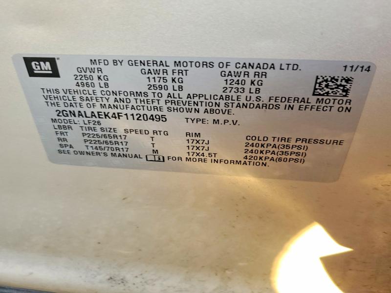 Продажа на аукционе авто 2015 Chevrolet Equinox, vin: 2GNALAEK4F1120495, номер лота: 79110175