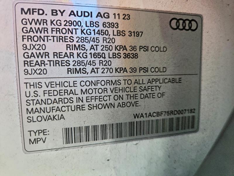 Продаж на аукціоні авто 2024 Audi Q7, vin: WA1ACBF75RD007182, номер лоту: 47040316