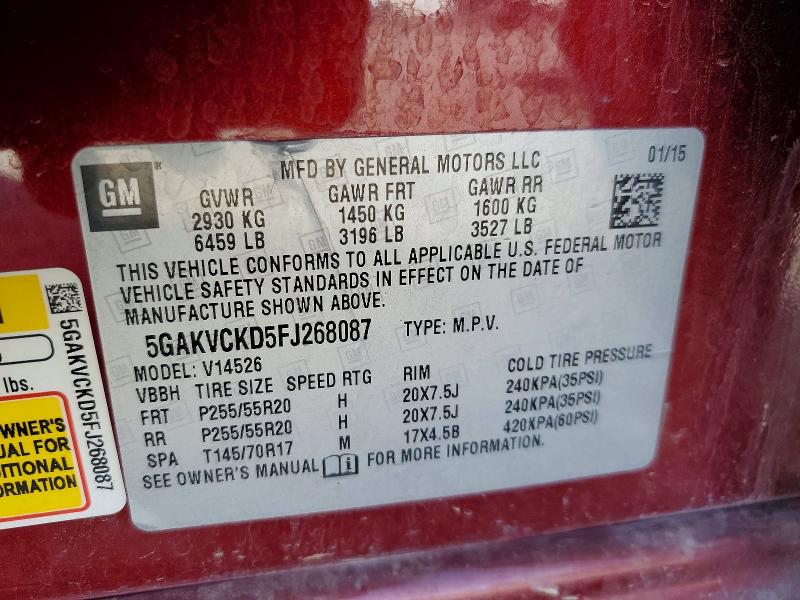 Продаж на аукціоні авто 2015 Buick Enclave, vin: 5GAKVCKD5FJ268087, номер лоту: 79824235