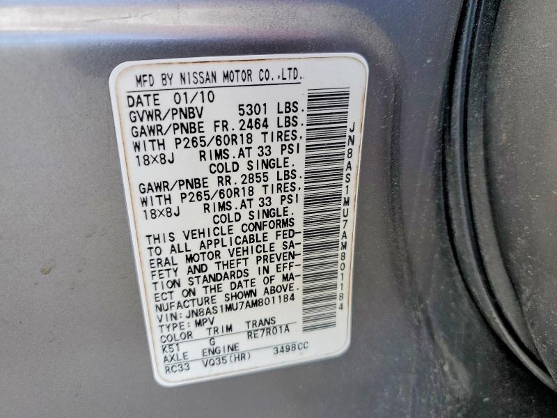Продаж на аукціоні авто 2010 Infiniti Fx35, vin: JN8AS1MU7AM801184, номер лоту: 46992346