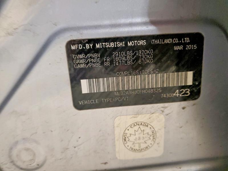 Aukcja sprzedaży 2015 Mitsubishi Mirage, vin: ML32A3HJ0FH048325, numer aukcji: 46546336