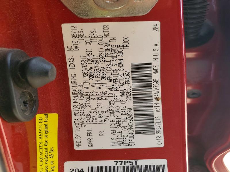 Aukcja sprzedaży 2012 Toyota Tacoma, vin: 5TFJU4GN4CX024900, numer aukcji: 46613966