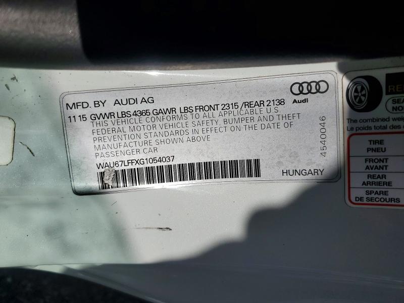 Aukcja sprzedaży 2016 Audi A3, vin: WAU67LFFXG1054037, numer aukcji: 41968216