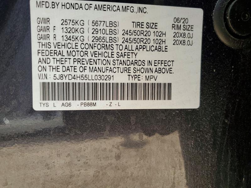 Aukcja sprzedaży 2020 Acura Mdx, vin: 5J8YD4H55LL030291, numer aukcji: 45749926