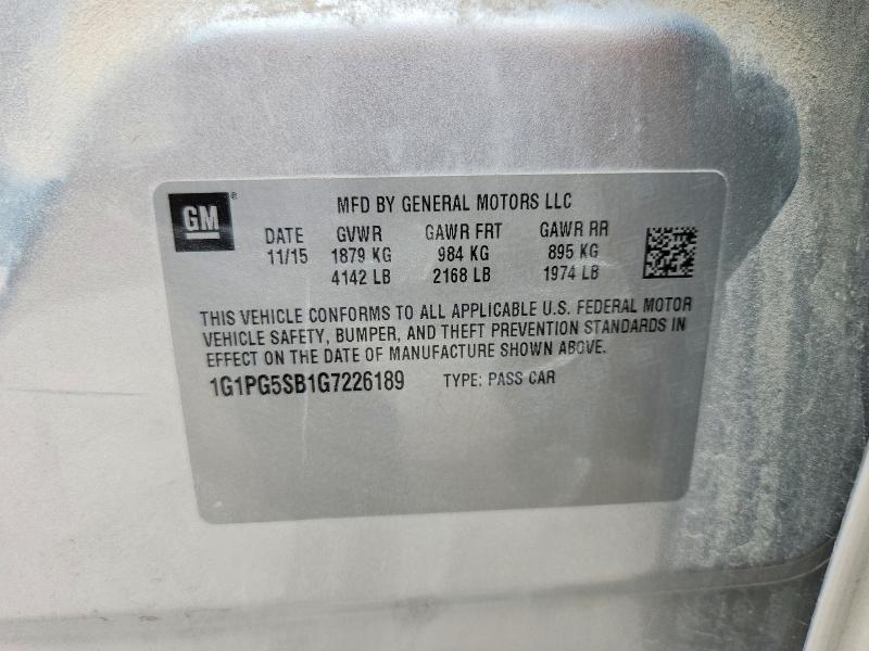 2016 Chevrolet Cruze Limited მანქანა იყიდება აუქციონზე, vin: 1G1PG5SB1G7226189, აუქციონის ნომერი: 48444236