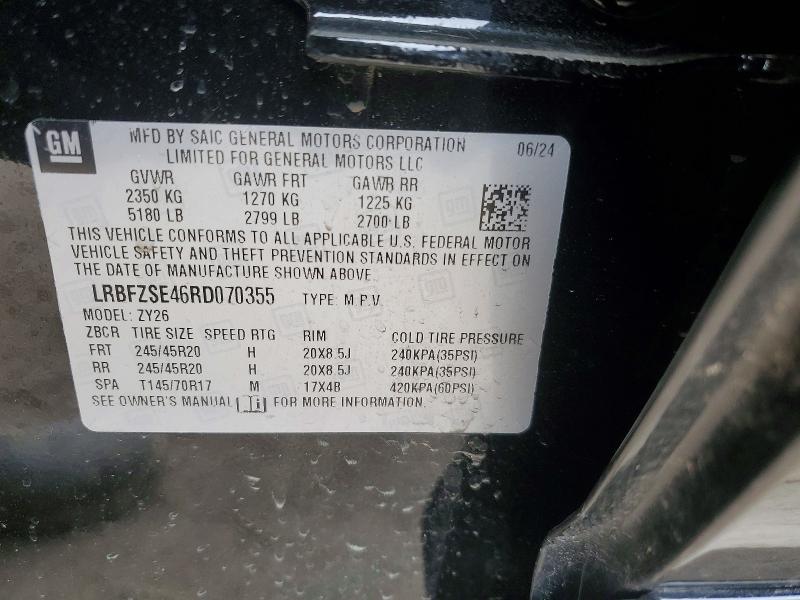 46178586 :رقم المزاد ، LRBFZSE46RD070355 vin ، 2024 Buick Envision مزاد بيع