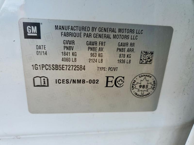 Продаж на аукціоні авто 2014 Chevrolet Cruze, vin: 1G1PC5SB5E7272584, номер лоту: 46458956