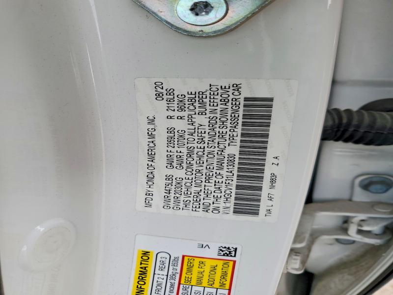 Aukcja sprzedaży 2020 Honda Accord, vin: 1HGCV1F31LA130830, numer aukcji: 79779895