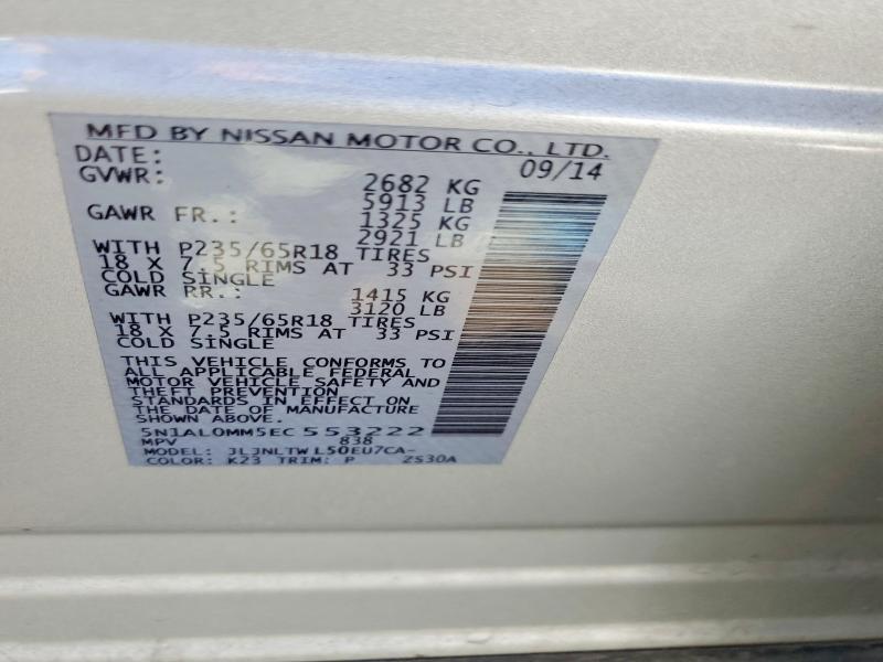 Aukcja sprzedaży 2014 Infiniti Qx60, vin: 5N1AL0MM5EC553222, numer aukcji: 45479096