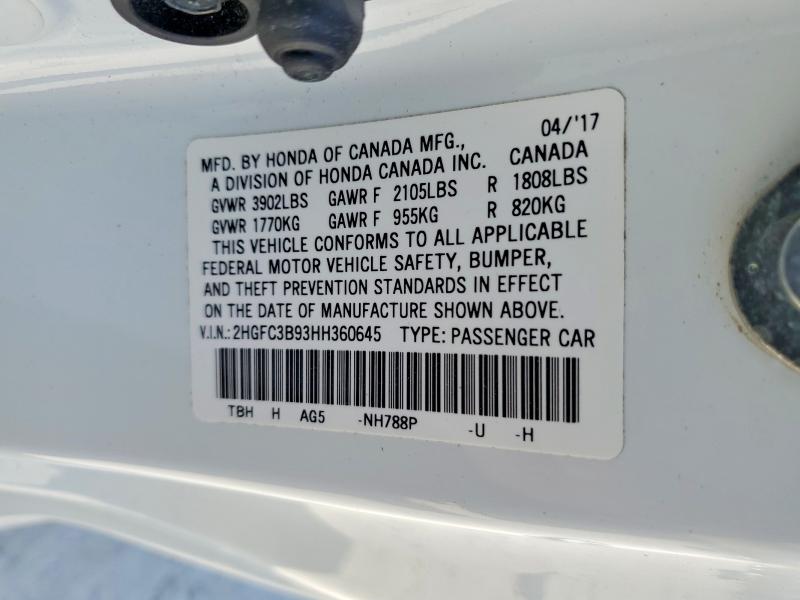 Aukcja sprzedaży 2017 Honda Civic, vin: 2HGFC3B93HH360645, numer aukcji: 46685026