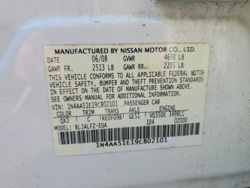 Aukcja sprzedaży 2009 Nissan Maxima, vin: 1N4AA51E19C802101, numer aukcji: 47871496