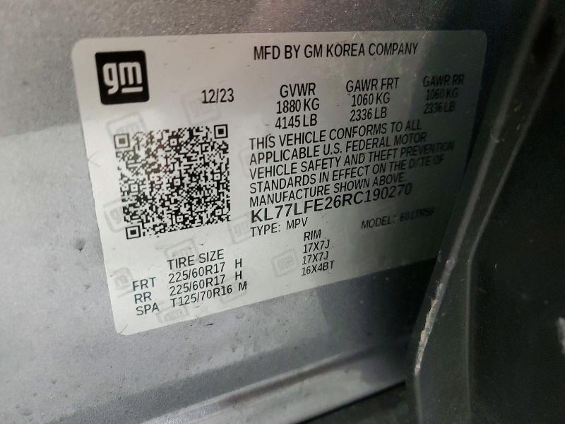 Продаж на аукціоні авто 2024 Chevrolet Trax, vin: KL77LFE26RC190270, номер лоту: 46014426