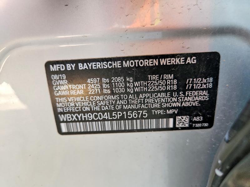 Auction sale of the 2020 Bmw X2, vin: WBXYH9C04L5P15675, lot number: 45881186