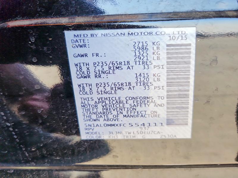 Aukcja sprzedaży 2015 Infiniti Qx60, vin: 5N1AL0MMXFC554111, numer aukcji: 47744186