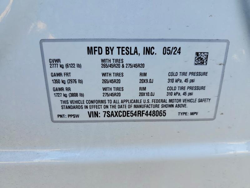 Продажа на аукционе авто 2024 Tesla Model X, vin: 7SAXCDE54RF448065, номер лота: 46383246