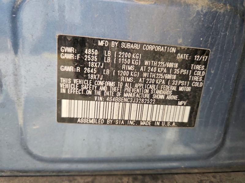 Продажа на аукционе авто 2018 Subaru Outback, vin: 4S4BSENC3J3282522, номер лота: 46775556