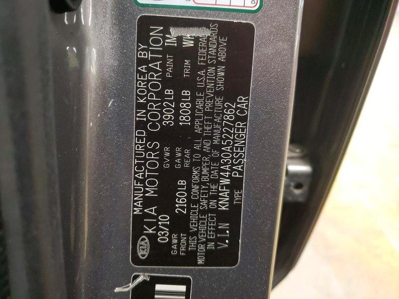 46371126 :رقم المزاد ، KNAFW4A30A5227862 vin ، 2010 Kia Forte مزاد بيع