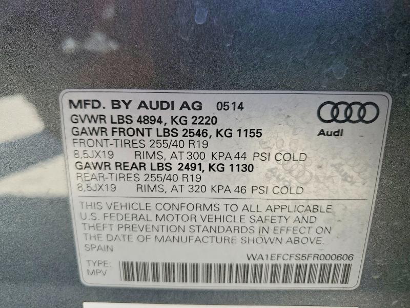 Aukcja sprzedaży 2015 Audi Q3, vin: WA1EFCFS5FR000606, numer aukcji: 46233286