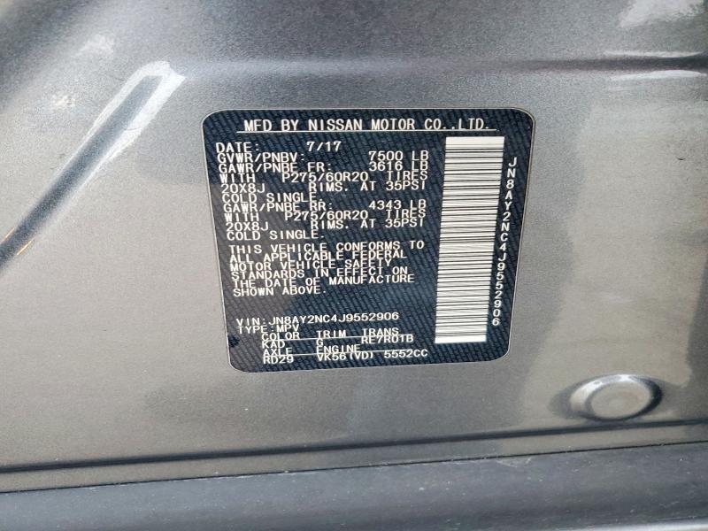 2018 Nissan Armada მანქანა იყიდება აუქციონზე, vin: JN8AY2NC4J9552906, აუქციონის ნომერი: 42021586
