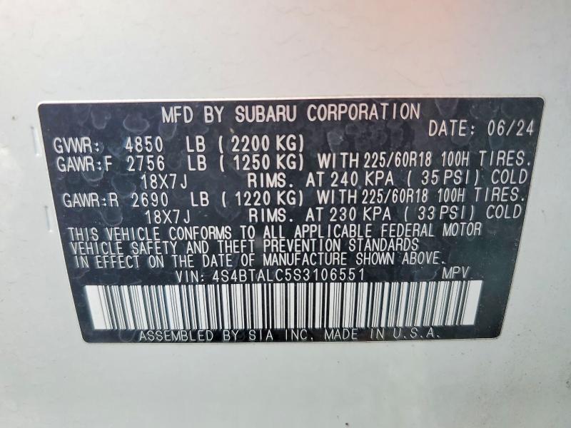 Aukcja sprzedaży 2025 Subaru Outback, vin: 4S4BTALC5S3106551, numer aukcji: 46234916