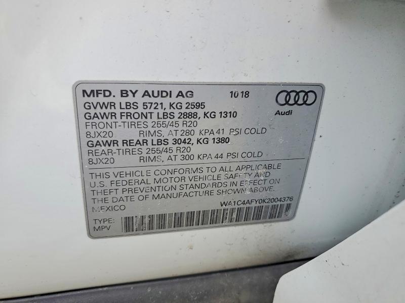 Aukcja sprzedaży 2019 Audi Sq5, vin: WA1C4AFY0K2004376, numer aukcji: 46231346