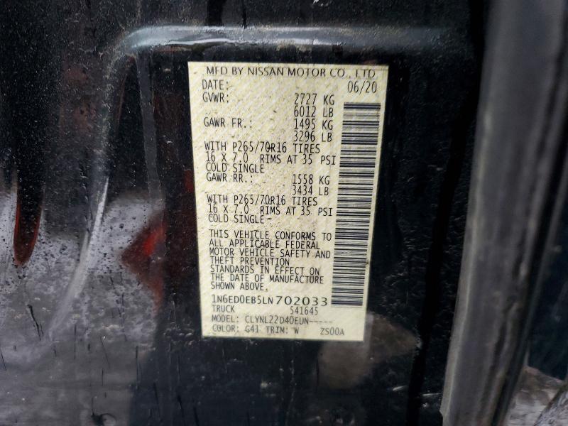 2020 Nissan Frontier მანქანა იყიდება აუქციონზე, vin: 1N6ED0EB5LN702033, აუქციონის ნომერი: 79624755