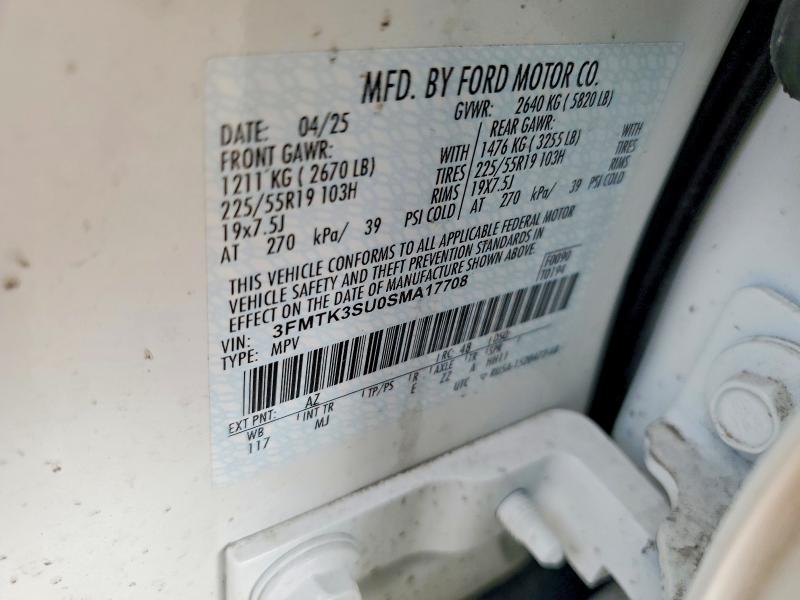 Aukcja sprzedaży 2025 Ford Mustang Mach-e, vin: 3FMTK3SU0SMA17708, numer aukcji: 45960956