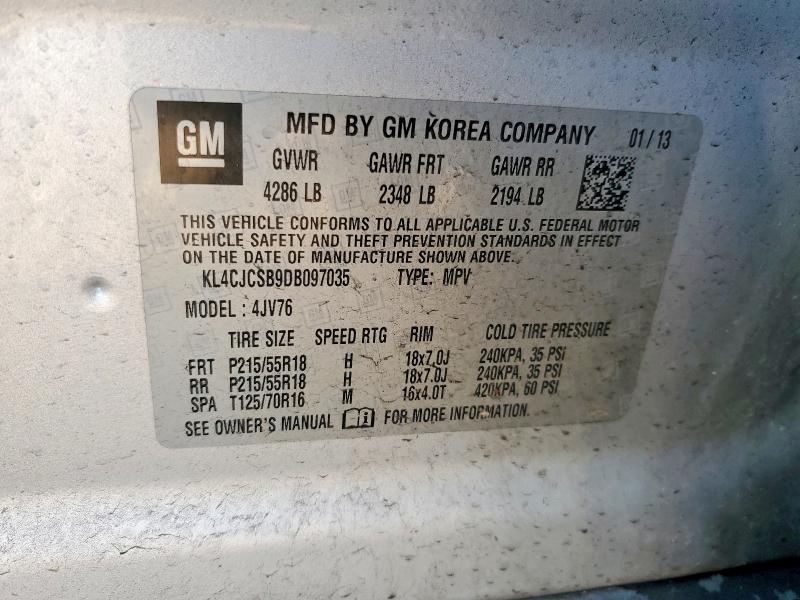 Aukcja sprzedaży 2013 Buick Encore, vin: KL4CJCSB9DB097035, numer aukcji: 45525426