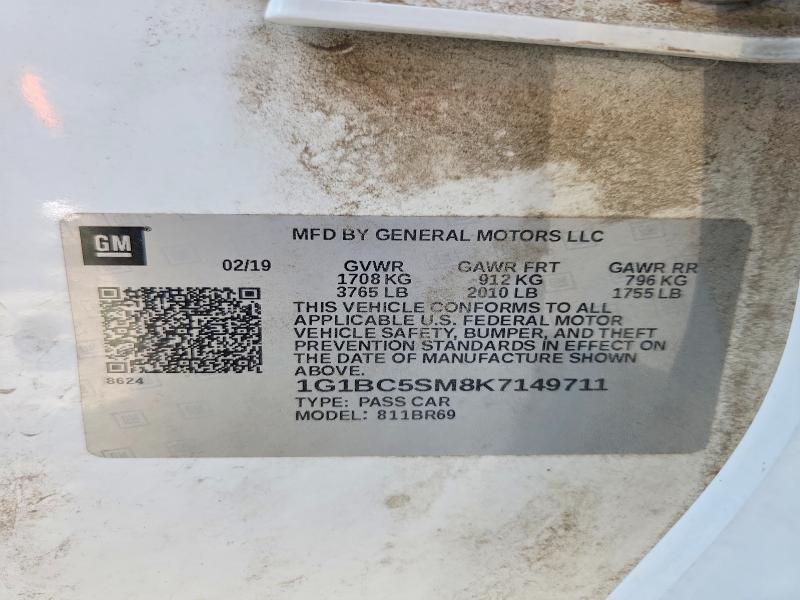 Продаж на аукціоні авто 2019 Chevrolet Cruze, vin: 1G1BC5SM8K7149711, номер лоту: 46227616