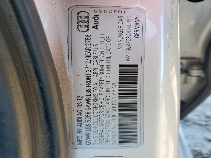 Продаж на аукціоні авто 2012 Audi A6, vin: WAUGGAFC8CN140058, номер лоту: 45871736