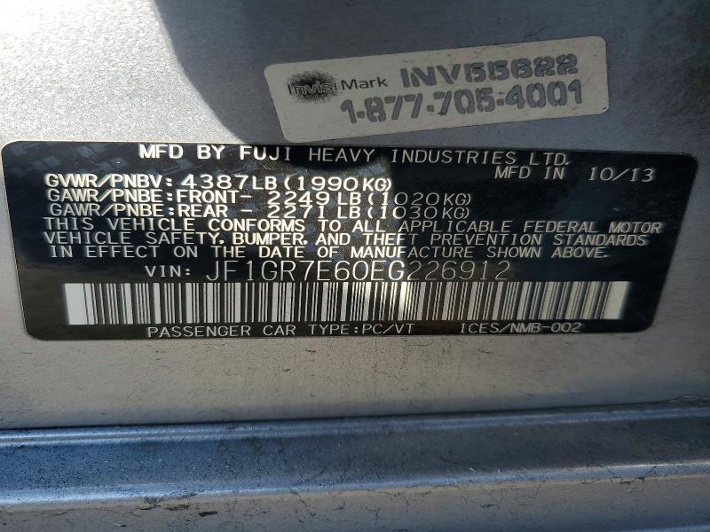 Aukcja sprzedaży 2014 Subaru Impreza, vin: JF1GR7E60EG226912, numer aukcji: 45624946