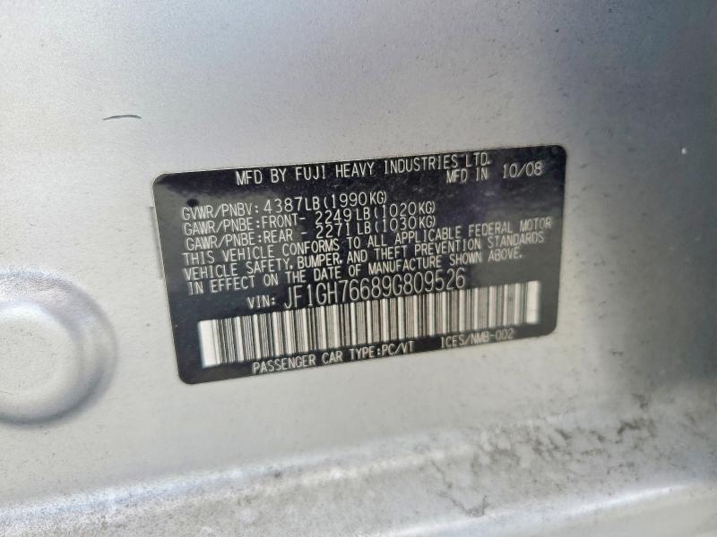 Aukcja sprzedaży 2009 Subaru Impreza, vin: JF1GH76689G809526, numer aukcji: 47735566