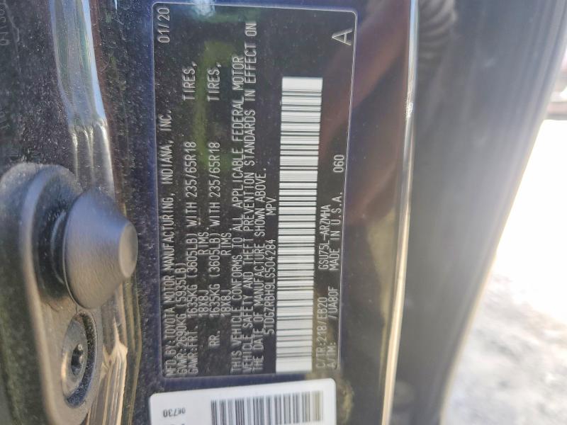 79749195 :رقم المزاد ، 5TDGZRBH9LS504284 vin ، 2020 Toyota Highlander مزاد بيع