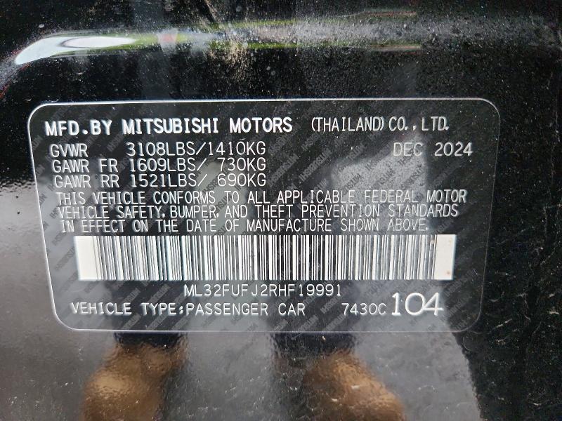 Продаж на аукціоні авто 2024 Mitsubishi Mirage, vin: ML32FUFJ2RHF19991, номер лоту: 45558856