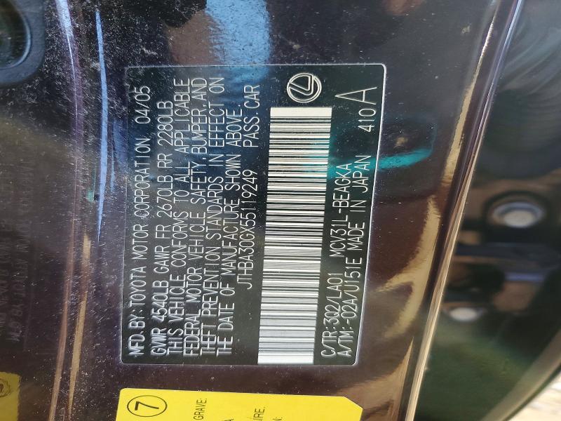 Aukcja sprzedaży 2005 Lexus Es 330, vin: JTHBA30GX55119249, numer aukcji: 46088066