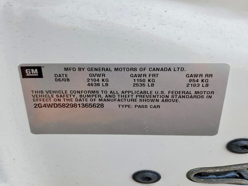45887636 :رقم المزاد ، 2G4WD582981365628 vin ، 2008 Buick Lacrosse مزاد بيع