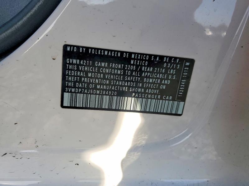 79755535 :رقم المزاد ، 3VWDP7AJ5DM284920 vin ، 2013 Volkswagen Jetta مزاد بيع