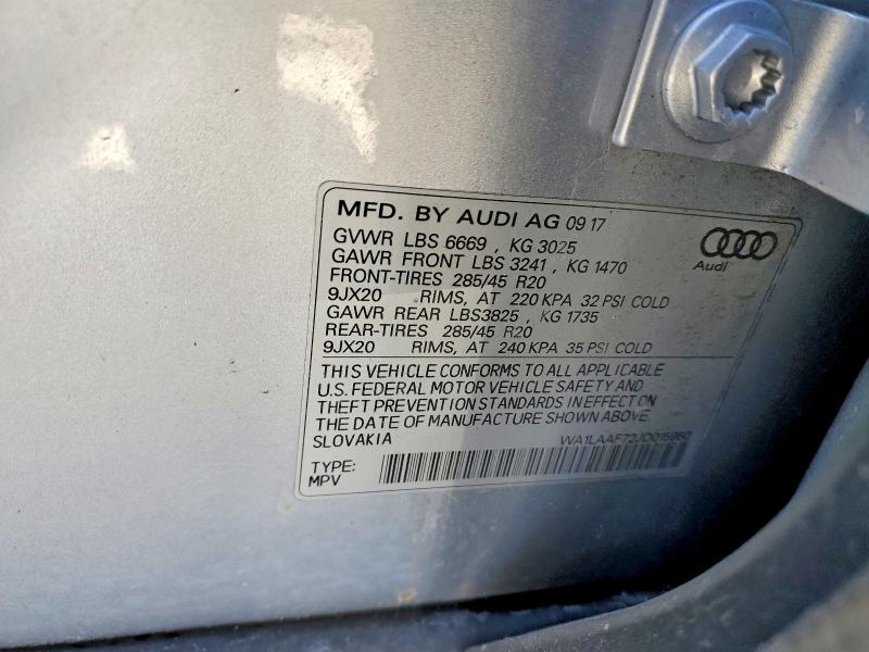 Продаж на аукціоні авто 2018 Audi Q7, vin: WA1LAAF72JD015950, номер лоту: 46344456