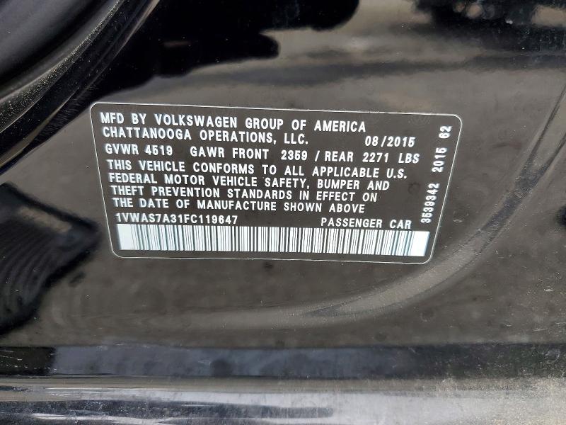 Aukcja sprzedaży 2015 Volkswagen Passat, vin: 1VWAS7A31FC119647, numer aukcji: 47716456