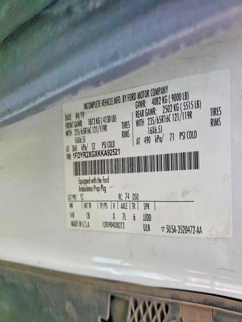 55607136 :رقم المزاد ، 1FDYR2XGXKKA92521 vin ، 2019 Ford Transit U مزاد بيع